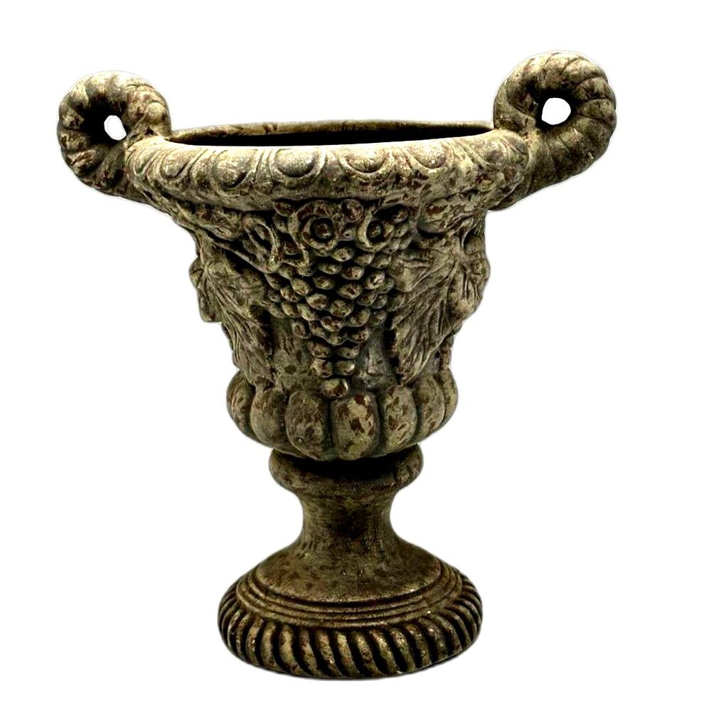 Vintage Style Classical Resin Urn Planter Ram Horn And Grape Motif